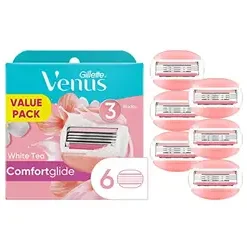 View larger image Add to Compare Share Gillette Venus ComfortGlide Womens Razor Blade Refills, 6 Count,(Pack of 1) White Tea Scented Gel Bar